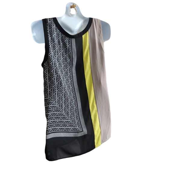 BCBGMaxazria Color Block Contemporary Sleeveless Asymmetrical Cut Out Tunic M - Picture 6 of 13